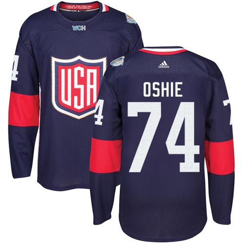 Team USA #74 T. J. Oshie Navy Blue 2016 World Cup Stitched Youth NHL Jersey - Click Image to Close